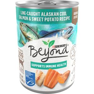 Purina Beyond Cod, Salmon and Sweet Potato Natural Ground Grain Free Wet Dog Food Pate - (Pack of 12) 13 oz. Cans. Best By Sept. 2026