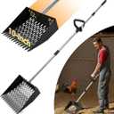 Chicken Poop Scooper & Rake 2-in-1, 10inch Metal Coop Shovel, Sand Sifting Shovel with 35"-62" Long Adjustable Stainless Steel Handle,Cleaning Tools for Chicken Coop Accessories & Farm Livestock Scoop