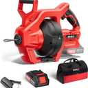 SHALL 20V Cordless Drain Auger with 25Ft Plumbing Drain Snake, Electric Snake Drain Hair Clog Remover W/ 2.0Ah Battery & Fast Charger, Shower Drain Snake for 3/4-2 Sewer Pipe, Sink Toilet Bathroom