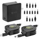 ReTrak 67 W Retractable Universal Laptop Charger and Power Adapter with 14 Tips