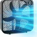 Pelonis Box Fan 20 Inch  Adjustable 3 Speeds For the Perfect Noise Level for Sleeping  4 Blade Technology Provides Powerful Airflow to Beat the Heat  Sleek Design, Lightweight, Durable, Black