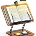 Book Stand for Reading with Light, Book Holders for Reading Hands Free, Adjustable Height & Angle, Fits Cookbook Recipe, Textbook, Kindle,Foldable for Kitchen, Office, School,Gift for Book Lovers