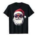 Cool Santa Claus Face Retro Sunglasses Christmas Men Boys T-Shirt, Size M