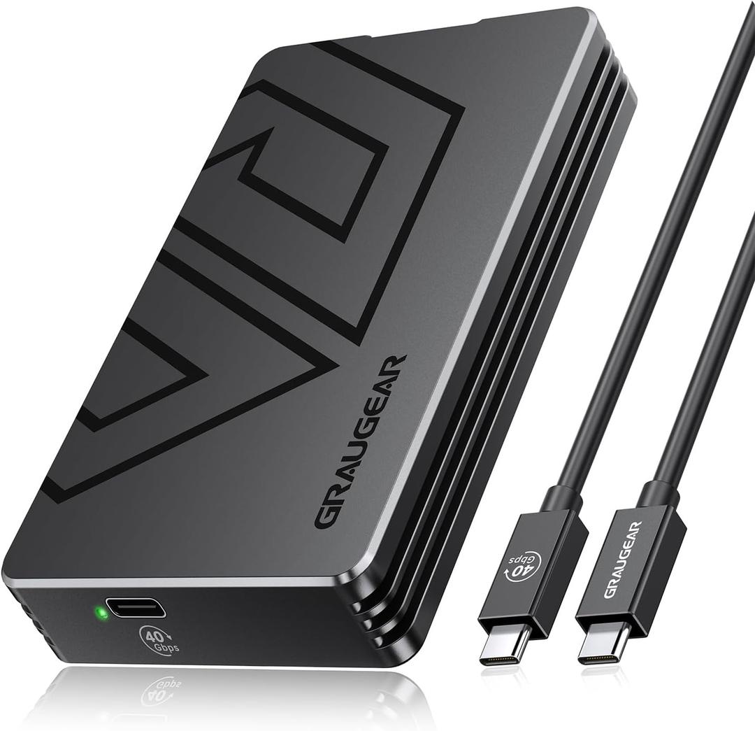 GRAUGEAR USB4 M.2 SSD Enclosure, 40Gbps Aluminum Alloy ToolFree External Case, Thunderbolt 4 Compatible, Supports PCIe Gen4 NVMe 22302280 SSD, Compact Portable External Storage (U440G01)