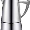 CUISINOX Roma Satin Stainless Steel Moka Pot Stovetop Espresso Maker, 4-Cup (6 oz)