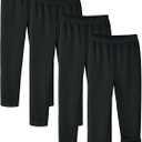  Girls Fleece Lined Leggings Cotton Kids Winter Warm Leggings Thick Thermal Tights Pants (7-8 Years, Black)