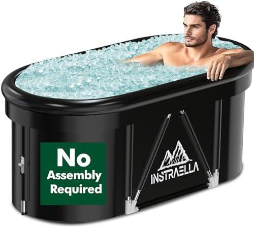 Instraella Ice Bath Tub, Installation-free Outdoor Cold Plunge Tub, Upgrade Large Oval Ice Bath with Air Ring for Athletes, Collapsible Portable Full-Body Cold Recovery at Home Gym