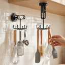 2 Pack Vacuum Suction Cup Kitchen Utensil Hook with 6 Hooks, [Up to 11 lbs ] Under Cabinet Kitchen Hooks with 360° Rotating, Utensils Hanging Rack for Kitchen, Bedroom, Bathroom, Glass