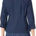 Riders by Lee Indigo Women's Bella Easy Care Quarter Sleeve Woven Shirt (Blue, M)
