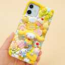 Esdallina Junk Case Charms Cute Yellow 3D Cartoon Phone Case Resin Charms Kit with Large Figurine and Cream Glue