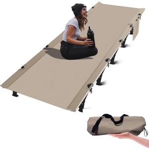 Camping Cot, Ultralight Folding Backpacking Cot, Outdoor Bed Tent Cot, Portable Camping Bed for Adults Lightweight cot Hiking Travel Home (Beige)