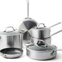 GreenPan Craft Steel 10-Piece Cookware Set with Bonus Pan Protectors, Silver