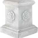 Design Toscano English Rosette Indoor/Outdoor Sculptural Garden Plinth Base Statue Riser, Large 13 Inch Tall, Cast Stone Resin, Antique Stone Finish