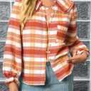 Tankaneo Womens Peter Pan Collar Button Down Shirts Long Sleeve Plaid Blouse Dressy Casual Fall Tops (S)