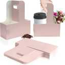 2 Cup Disposable Drink Carrier for Delivery with Handle,15 Count Pink Paperboard Cup Holder,Cup Carriers for Hot or Cold Drinks,Coffee Carrier, Food Delivery,Take Out Cup Carriers (Pink, 15 PCs)