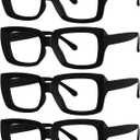 Eyekepper 4 Pack Stylish Reading Glasses Women - Oversized Square Readers Black +1.50