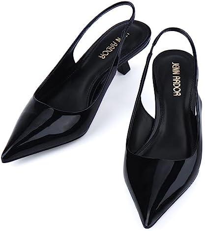 JENN ARDOR Slingback Heels for Women Low Heels Dress Shoes Kitten Pumps Dressy Heeled Sandals Wide Width Fashion Casual Shoes, Size 10