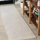 JONATHAN Y Aarhus High-Low Striped Ivory/Cream Indoor/Outdoor Runner Rug 2x8, Minimalist Geometric, Classic, Farmhouse, Cottage, Minimalist, Bedroom, Kitchen, Living Room, Non Shedding (SCN102B-28)