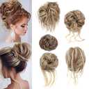 5 PCS Messy Bun Hair Piece for Women Scrunchies Ponytail Extension with Elastic Rubber Band Hair Pieces for Updos Fake Hair Buns Hair Piece Accessories Set for WomenBrown mixed with Gold