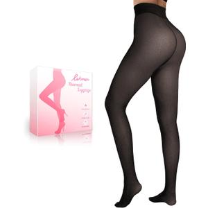 HONGTEYA Fleece Lined Tights Women Winter Thermal Leggings Pantyhose Fake Translucent Thick Warm Sheer Tights (Small)