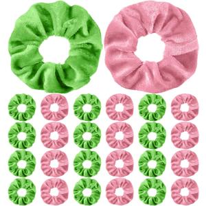 Knitgrip 24 Pcs Pink and Green Hair Scrunchies Witch and Princess Wizard Party Favors Witch Hair Accessories Pink Green Party Favors for Wizard Movie Fan Women Friendship Gifts(Simple Style)