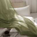 MIULEE Solid Color Sheer Curtains 84 Inches Long 2 Panels Set - Elegant Lightweight Grommet Light Filtering Window Voile Panels/Drapes/Treatment for Bedroom Living Room W42 x L84 Inch, Olive Green