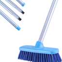 YONILL Deck Brush with Long Handle - Floor Scrub Brushes for Cleaning Shower, Stiff Bristle Scrubbing Brush, 50" Floor Scrubber Brush for Bathroom, Bathtub, Tub, Tile Floors, Garage and Patio