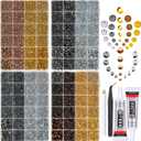 qiipii 8 Color 2-6mm Golden Silver Copper Resin Rhinestones w B7000 Jewelry Glue for Bedazzling Crafting Flatback Stones Gems Diamonds for Nails Face Eyes Makeup Tumblers Bottles DIY Crafts Clothes