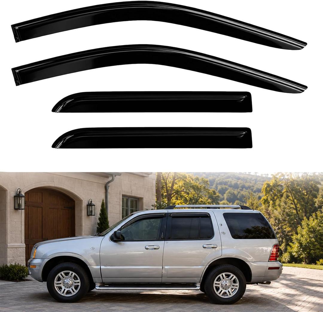 4PC Rain Guards for 2001-2012 Ford Escape Window Visors for 2005-2011 Mercury Mainer 2008-2012 Tribute Deflectors Sun Shades Vent Tape On Out Channel