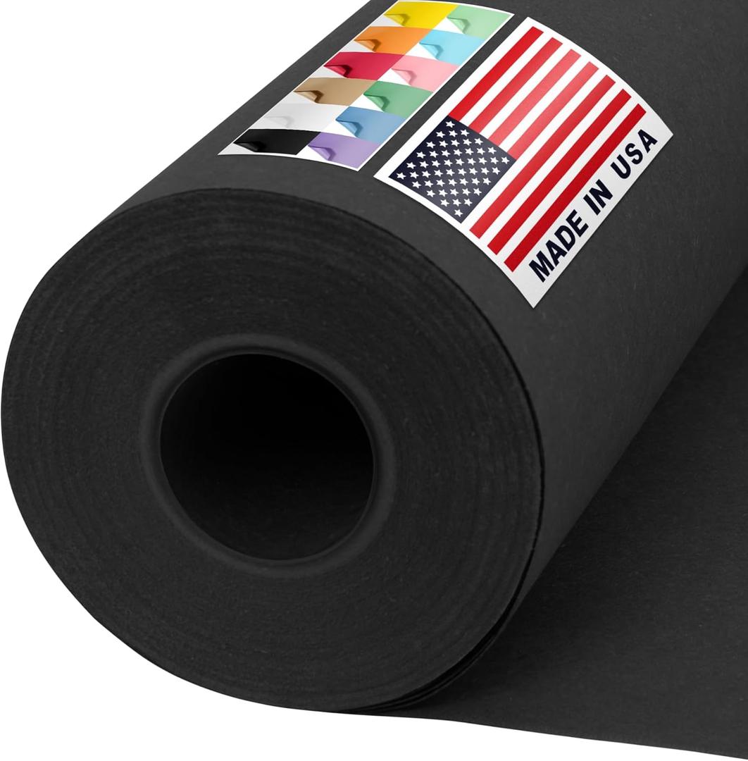 36" x 1200" USA Made Black Kraft Paper Roll, 45 lbs Thickness, American Quality Paper for School, Crafts, Art, Bulletin Board - Odorless, Non-Toxic, Safe for Kids