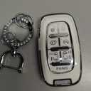 for Chrysler Key Fob Cover with Keychain Fit for Chrysler Pacifica 2017-2024 Touring Pinnacle Limited 7 Button Smart Key Shell (Silver-White)