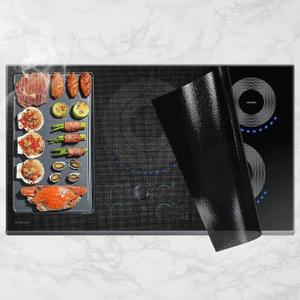 KitchenRaku Large Induction Cooktop Protector Mat, 20.4 x 30.7 inch, Translucent Magnetic Electric Stove Burner Covers, Antiscratch Glass Top Stove Cover