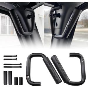 Front Grab Handle Kit Aluminum Alloy Grab Bar for 2007-2018 Jeep Wrangler JK JKU Rubicon Sport Sahara (Black)