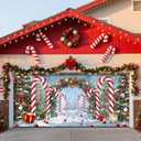 6 x 13 ft Christmas Garage Door Cover, Candy Holiday Garage Door Christmas Decorations Banner Backdrop Hanging Photography Decor for Indoor Outdoor House Patio Lawn Party Background