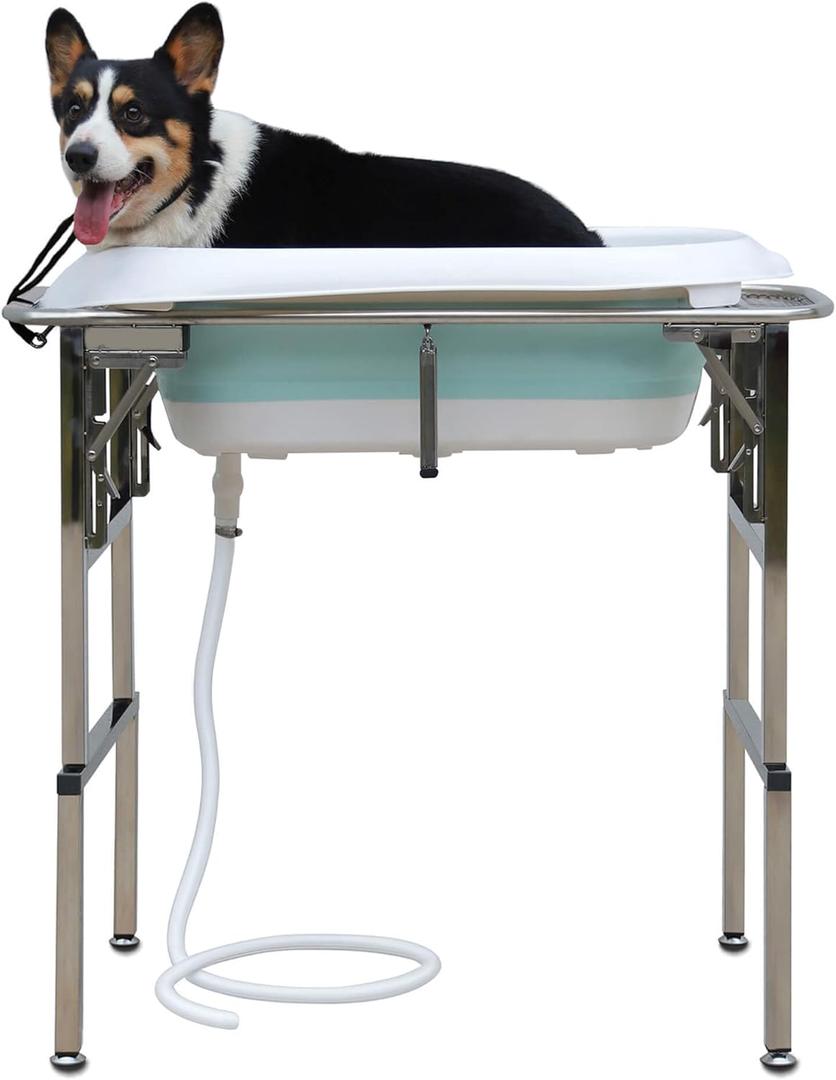 Dog Bathtub and Elevated Foldable Portable Wash Station for Dogs Bathing Grooming Indoor and Outdoor and Other Pets (PP-TUB-M-1)