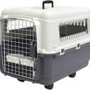 SportPet Designs Plastic Kennels Rolling Plastic Wire Door Travel Dog Crate - Medium, Gray (CM-2001-CS01)