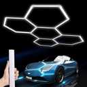 Hexagon LED Garage Light: 25 Pack Updated Bigger Size, 26400LM Super Bright Car Detailing Ceiling LED Shop Light for Warehouse Workshop Gym Basement Car Care Wash Room (White)