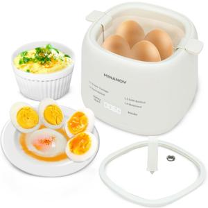 Egg Maker - Electric Egg Cooker with Auto Shut Off and Alarm- Egg Maker Machine for Hard Boiled, Soft Boiled, Steamed Eggs, Onsen Tamago - Smart Egg Cooker for Home,Kitchen, RV,Camping