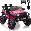 24V Ride-On Car Toys, Remote Control 4-Wheels Electric Power Car for Toddlers Kids Boys & Girls, 2-Seater Motorized Ride-On Vehicle, Pink