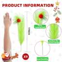 9 PCS 17 Inch Christmas Tree Topper, Lime Green Curly Tree Picks and Sprays, Tree Topper Picks with Red Green White Furry Material Balls for Christmas Home Vase Filler Wreath Craft Garland Decoration