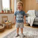Fernvia Toddler Kids Baby Boy Summer Clothes Sets 1T 2T 3T 4T 5T Letter Print Short Sleeve Tops Elastic Shorts Outfits
