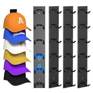 Nunibum Hat Organizer for Baseball Caps 4 Pack, Hat Rack for Wall Hold up to 24 Hats with Strong Adhesive, Multilayer Organizers and Storage Hat Holder Hanger Display for Door Closet and Bedroom