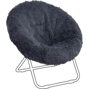 HOMBYS Faux Fur Cover for Saucer Chair (Only A Cover), Removable Shaggy Round Moon Chair Slipcover Ultra Soft & Furry, Size Between 28-30 in x 29-32 in