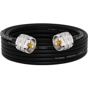 Superbat PL259 Coax Cable 15ft, UHF Male PL-259 CB Antenna Cable Extension RG58 Cable for HAM & CB Radio Antenna Analyzer Dummy Load SWR Meter etc.