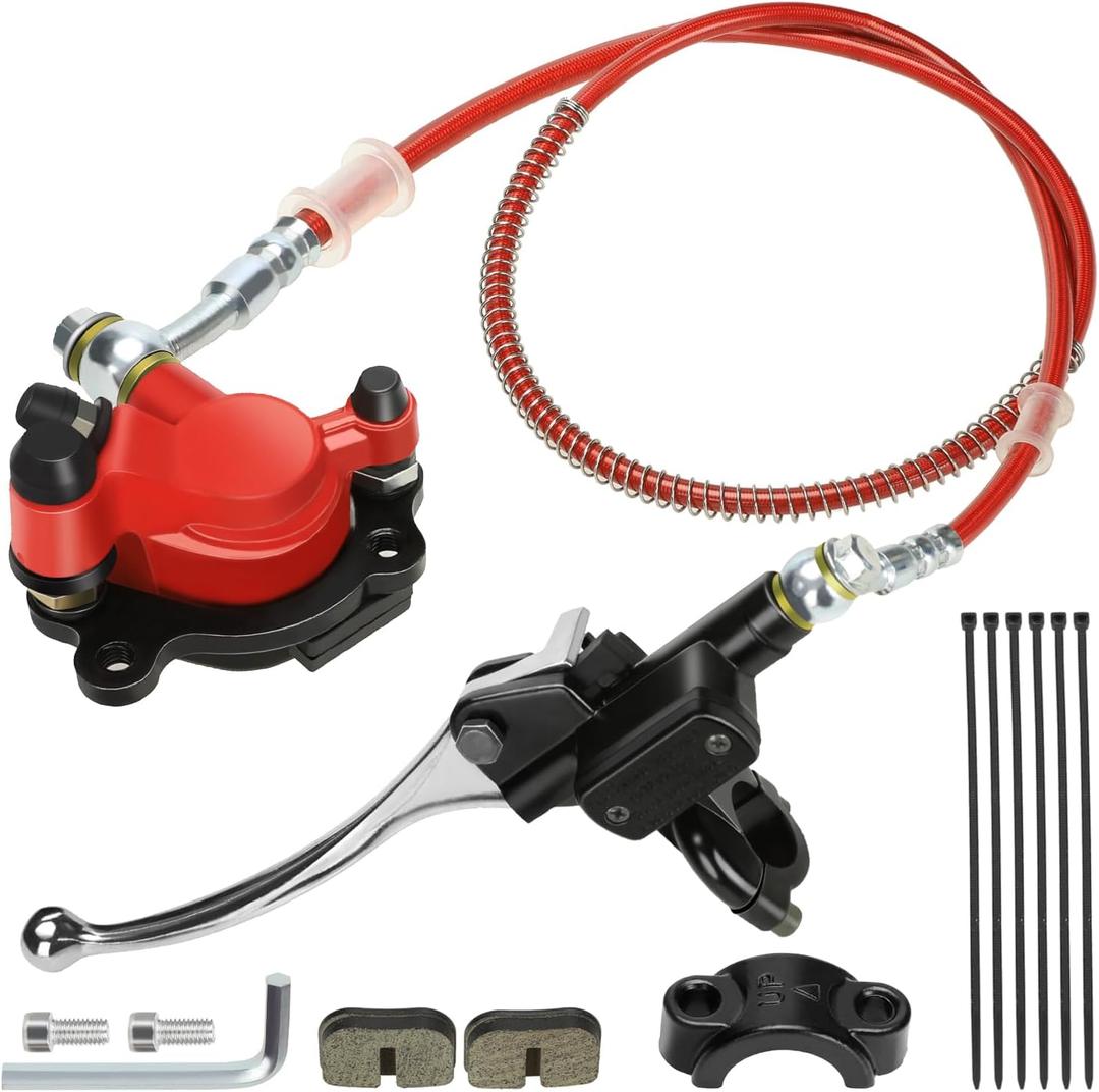 YOXUFA Mini Bike Hydraulic Disc Brake Caliper Kit Replacement for Baja Doodle Bug DB30 Blitz Dirt Bug Predator 79cc 97cc 2.8hp Mini Bike Parts with 50 inch Hose Tube Master Cylinder