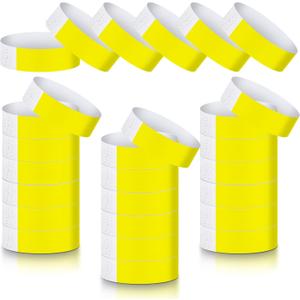 Tudomro 300 Pieces Paper Wristbands for Events Waterproof Neon Bracelets Concert Identification Wristbands Hand Bands Events Adhesive Bracelets for Party(Yellow)