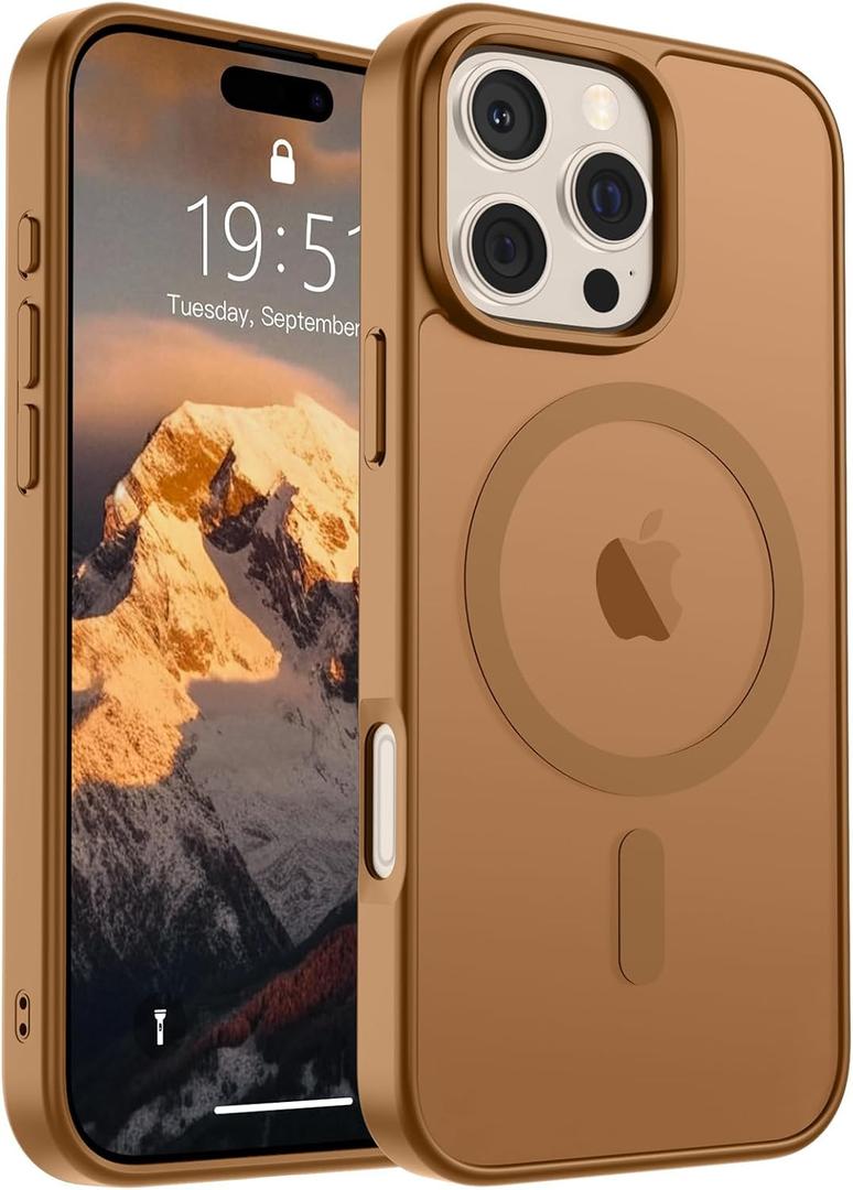 SUPFINE Magnetic for iPhone 16 Pro Case (Compatible with MagSafe) (Military Grade Drop Protection) Slim Translucent Matte Shockproof with Anti-Fingerprint Phone Case, Brown