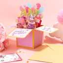 Happy Birthday Aunt Pop Up Card, Foldable 3D Birthday Greeting Card with Envelope Funny Colorful Balloons and Fireworks Popup Gift Box for Aunt, 23x23x17.6cm/9.06x9.06x6.93 in