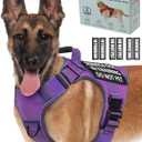 Reflective Service Dog in Training Vest Harness for Medium Large Dogs, Adjustable Heavy Duty Padded Purple Dog Harness, with Front Clip and Metal Buckles Do Not Pet for Training, Hiking (Medium (45-75 lbs))