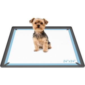 ALOOF Silicone Dog Pee Pad Holder 24x24 in, Puppy Potty Training Tray with Magnetic Snaps & Raised Edges, NonSlip Floor Protector, Gray